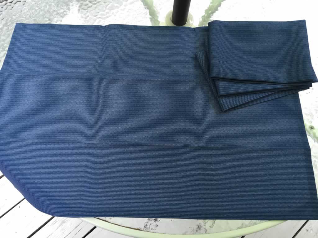 Decorative towel featuring blue pinstripe design. (TWL-008)