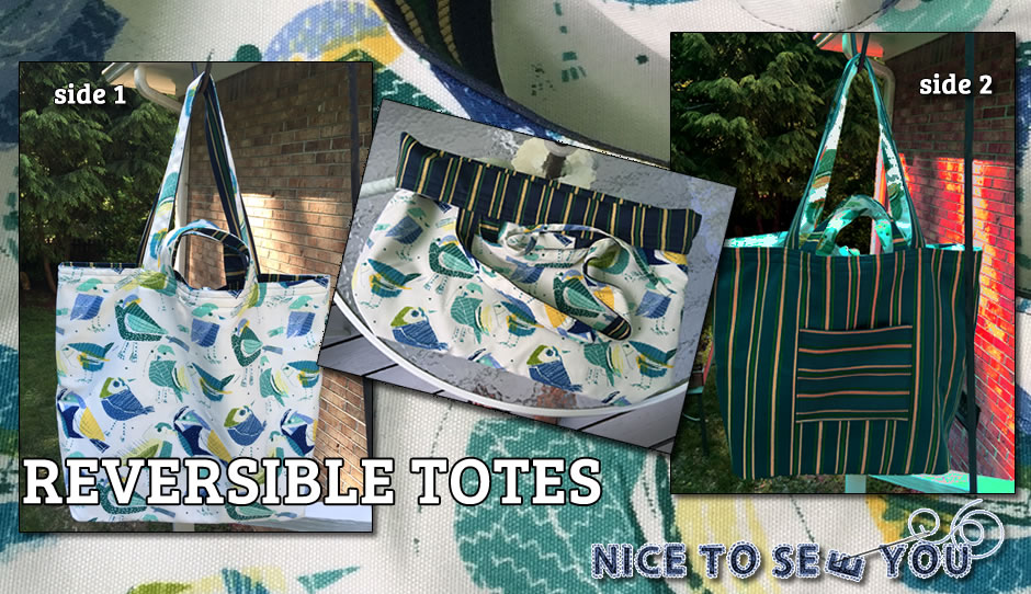 Handmade reversible tote bags by Nice to Sew You!